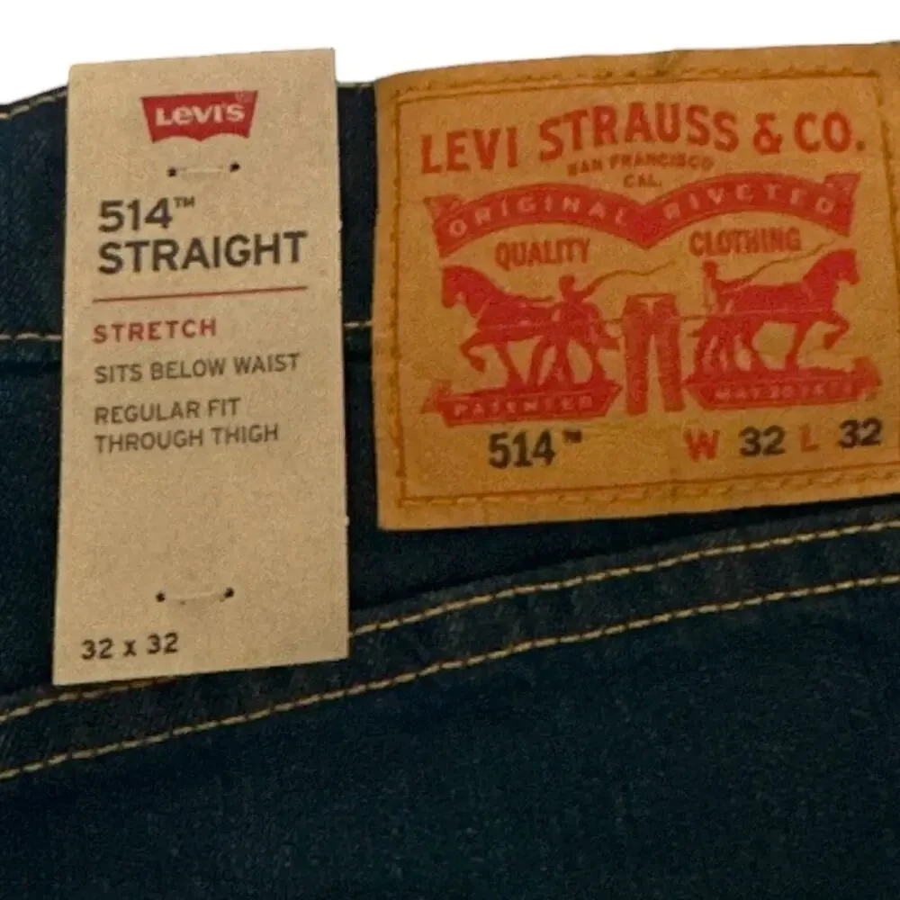 Levi's 514 Straight Jeans Men's Dark Wash Stretch Denim Regular Fit W32 L32 NWT